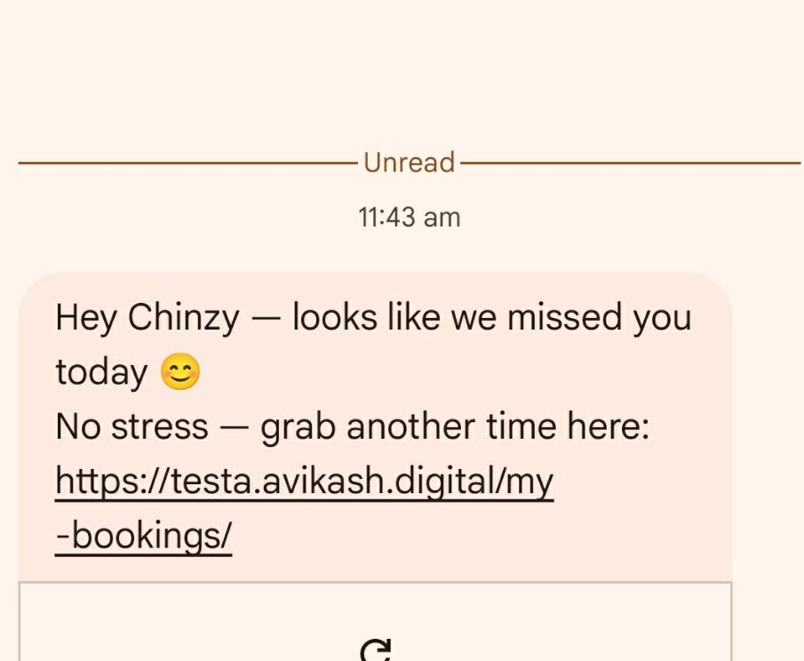 Missed booking recovery SMS