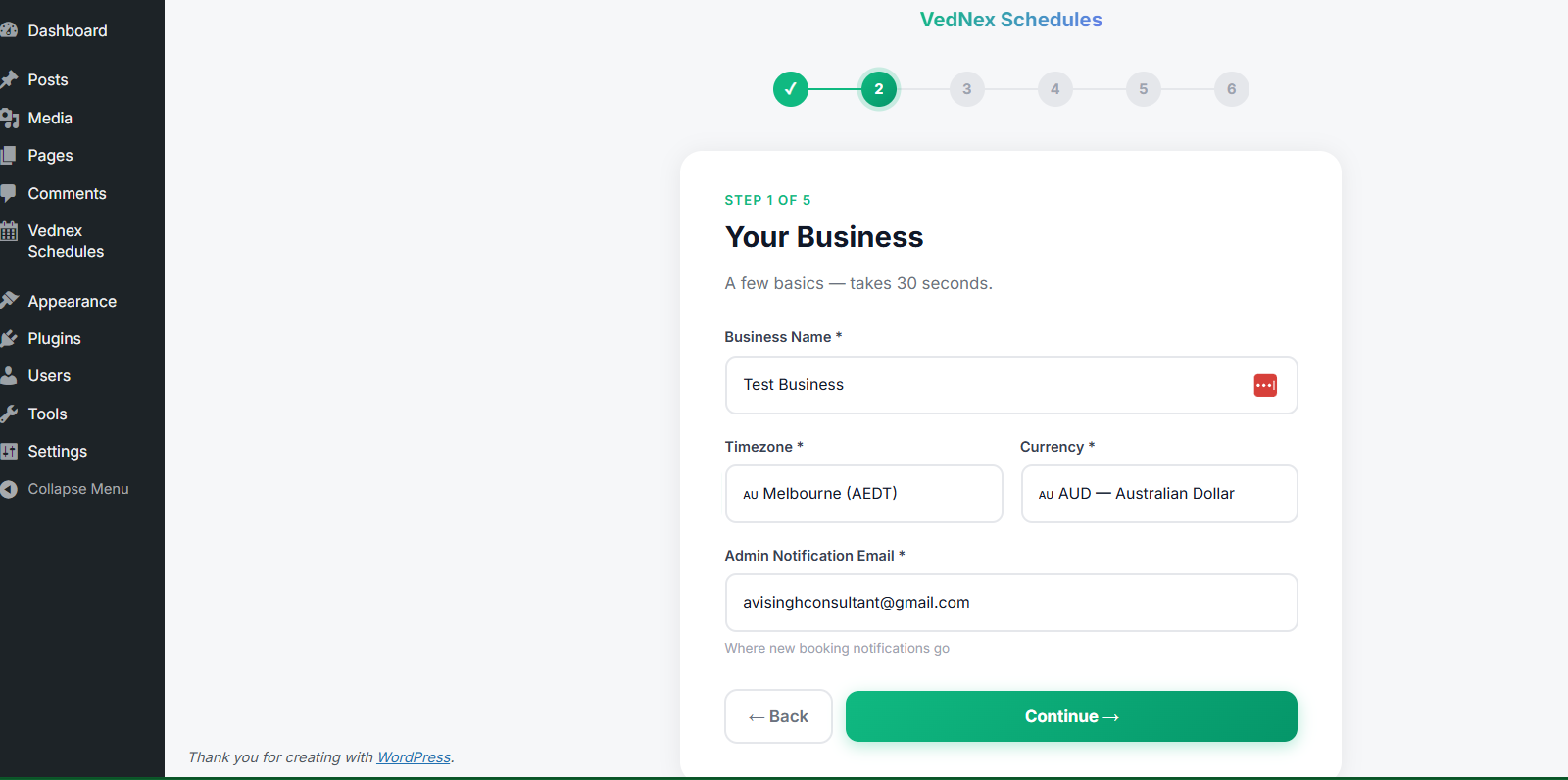 Business setup step