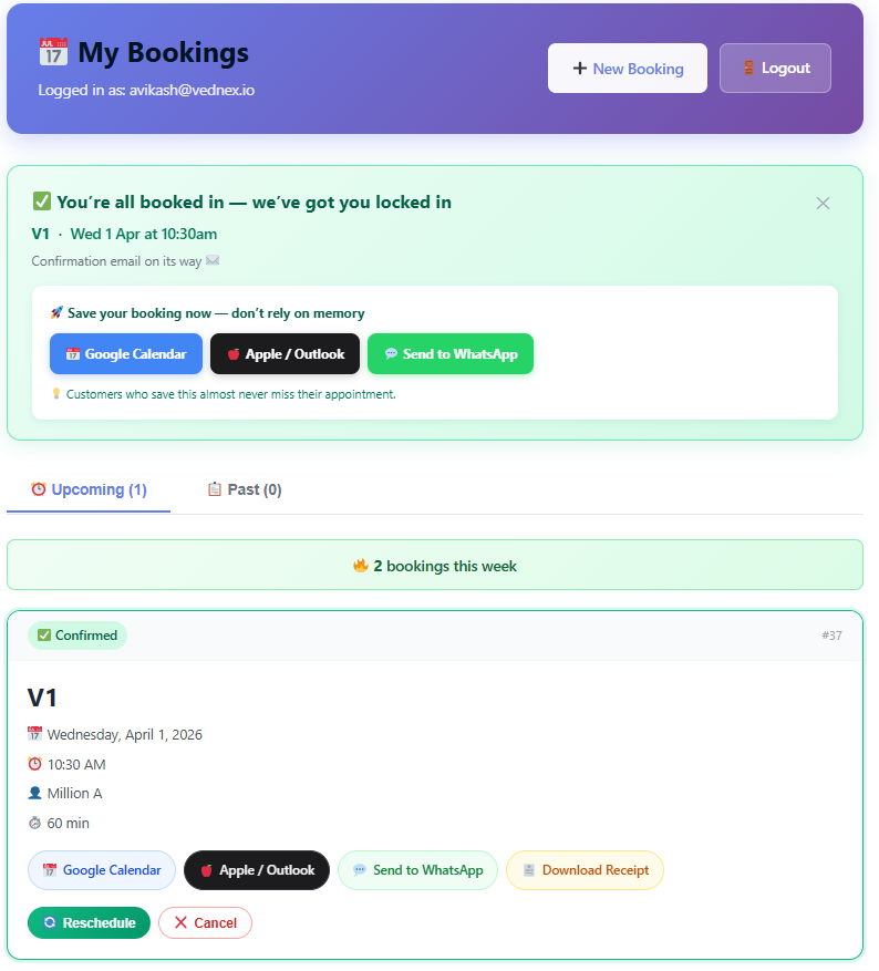 Customer portal — bookings management